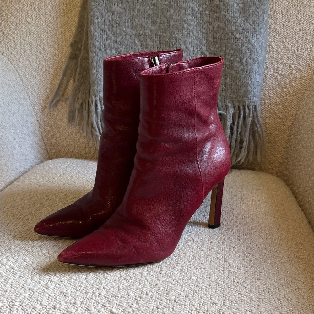 Vince Camuto Red Leather Ankle Boots